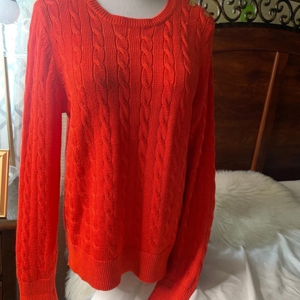Lauren Ralph Lauren RedLs Sweater Shoulder Buttons